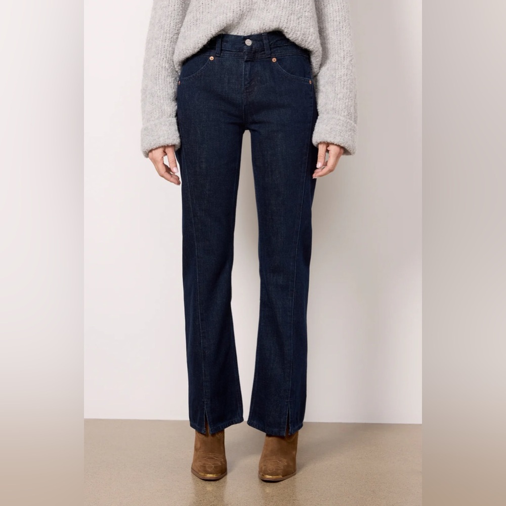 NWT RE/DONE Mid Rise Kick‎ Flare Jeans In Cross Hatch Size 25